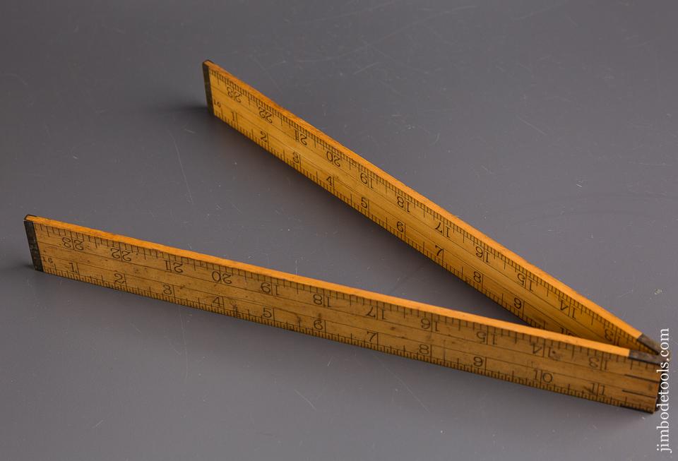 RARE 24 inch STANLEY No. 31 1/2G Boxwood & Brass Side Folding Shrinkage Rule - 85831