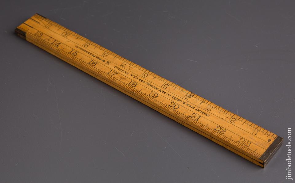 RARE 24 inch STANLEY No. 31 1/2G Boxwood & Brass Side Folding Shrinkage Rule - 85831
