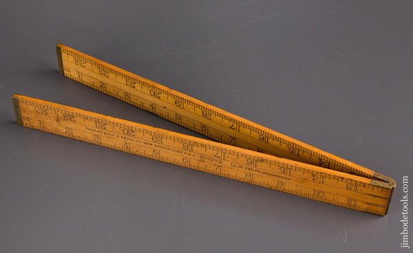 RARE Two Foot STANLEY No. 31 1/2 Boxwood & Brass Rare Side Folding Shrinkage Rule - 85832