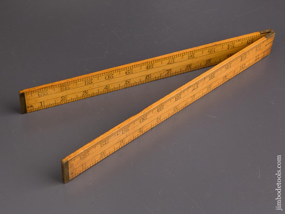 RARE Two Foot STANLEY No. 31 1/2 Boxwood & Brass Rare Side Folding Shrinkage Rule - 85832
