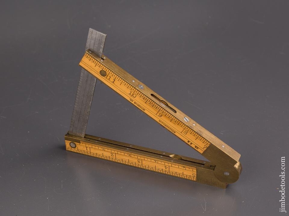 MINT! Twelve inch STEPHENS Patent January 12, 1858 STEPHENS No. 36 Folding Level/Inclinometer - 85864