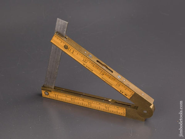 MINT! Twelve inch STEPHENS Patent January 12, 1858 STEPHENS No. 36 Folding Level/Inclinometer - 85864