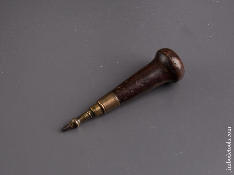Early 3 7/8 inch Rosewood and Brass Leather Punch - 85907
