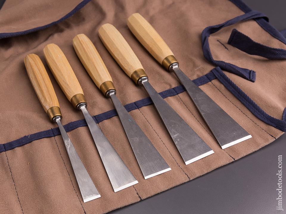 Five AURIO Extra Wide Fish Tail Lettering Chisels MINT in Roll - 85926