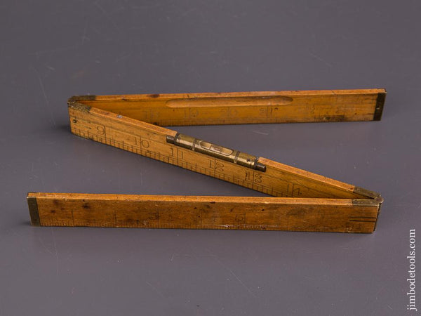 LUFKIN No. 2062 Boxwood & Brass Two Foot Two Fold Rule with Level - 86105
