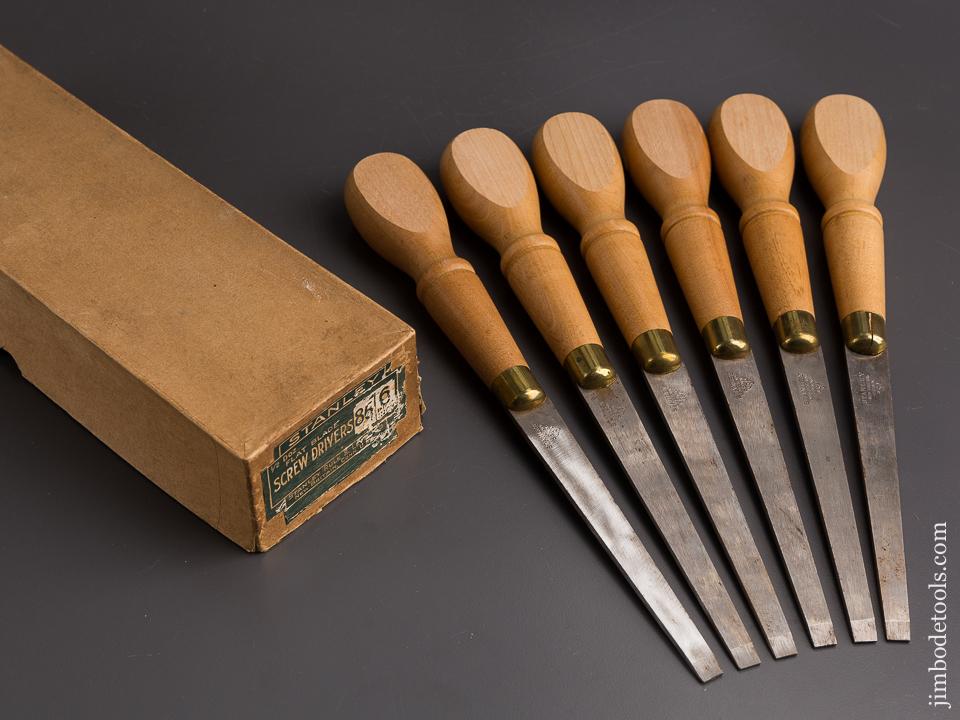 Six STANLEY No. 85 Flat Blade Screw Drivers MINT in Original Box - 86171