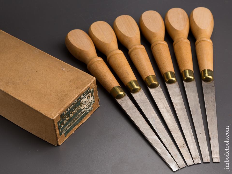 Six STANLEY No. 85 Flat Blade Screw Drivers MINT in Original Box - 86171