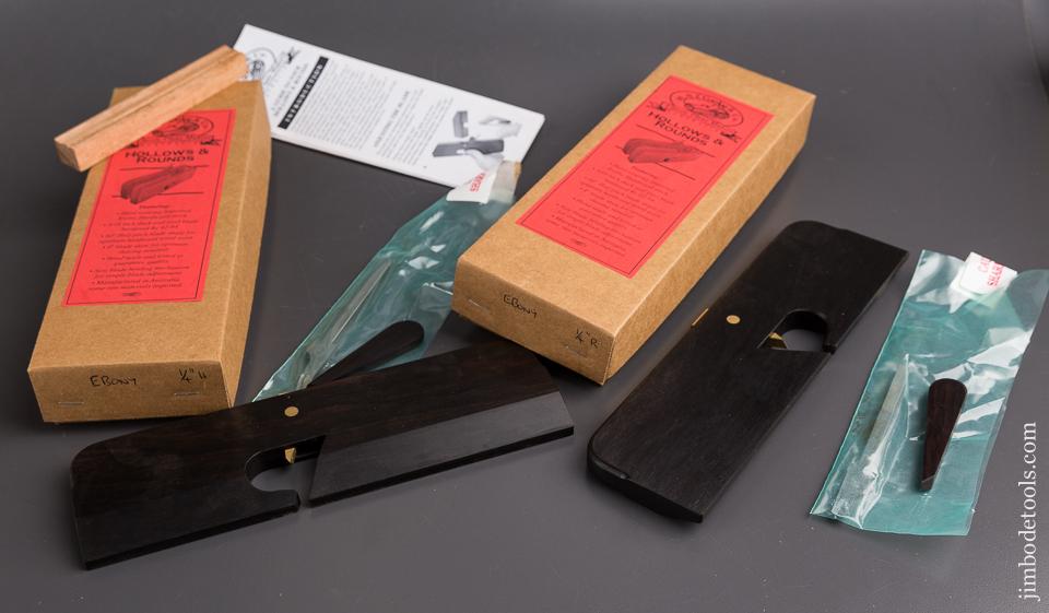 Pair of 1/4 inch Ebony H.N.T. GORDON & CO. Hollow & Round Moulding Planes MINT in Original Boxes - 86193