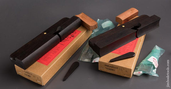 Pair of 1 1/4 inch Ebony H.N.T. GORDON & CO. Hollow & Round Moulding Planes MINT in Original Boxes - 86194