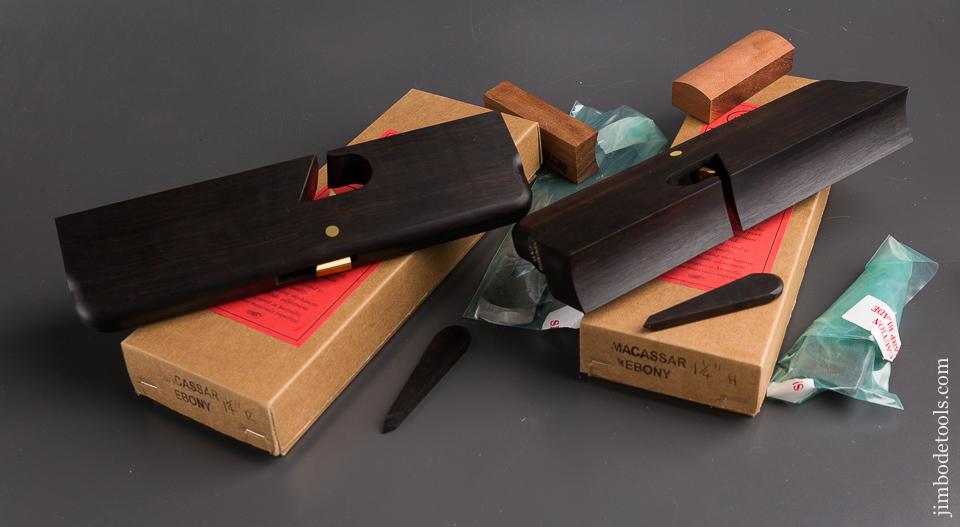 Pair of 1 1/4 inch Ebony H.N.T. GORDON & CO. Hollow & Round Moulding Planes MINT in Original Boxes - 86194