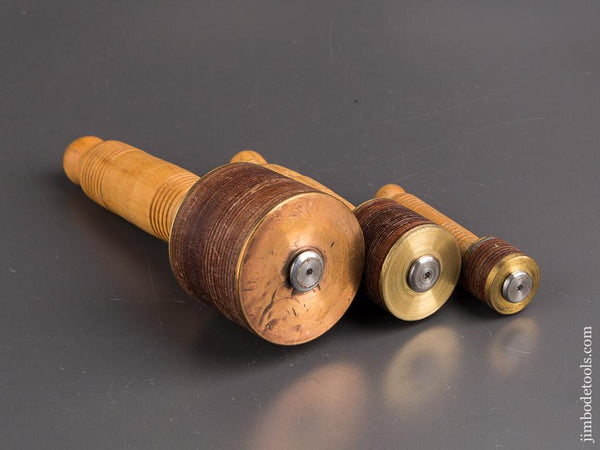 Unusual Set of Three Leather & Boxwood Carving Mallets - 86200M