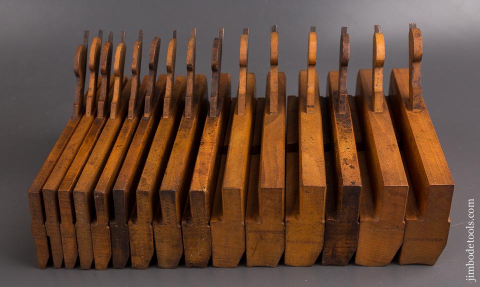 Crisp Set of Fifteen Hollows & Rounds Moulding Planes by ROUTLEDGE BIRMINGHAM circa 1876-1944 - 86203