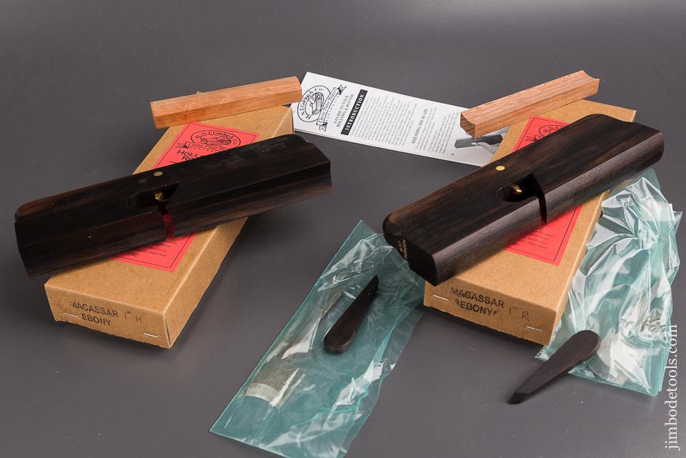 Pair of One inch Ebony H.N.T. GORDON & CO. Hollow & Round Moulding Planes MINT in Original Boxes - 86219