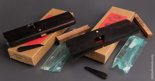 Pair of 3/4 inch Ebony H.N.T. GORDON & CO. Hollow & Round Moulding Planes MINT in Original Boxes - 86220