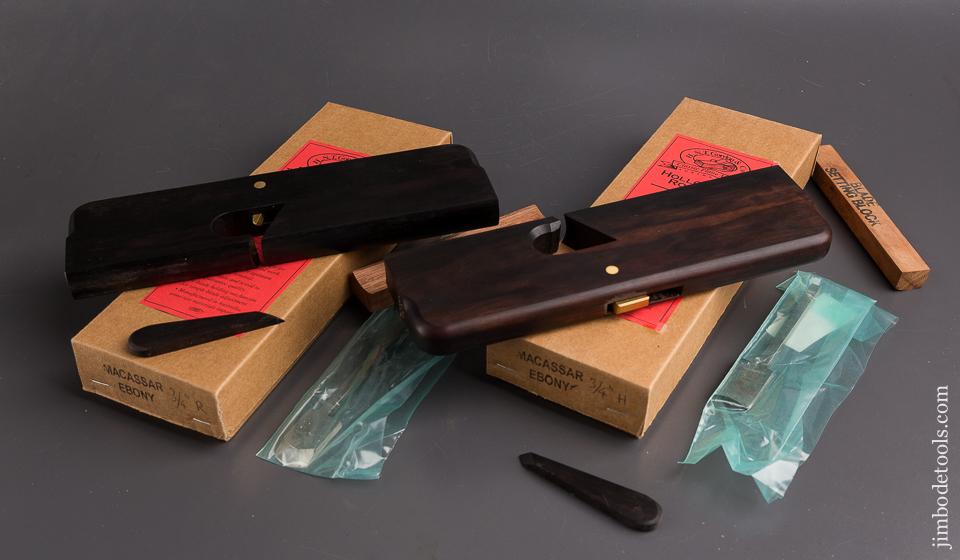 Pair of 3/4 inch Ebony H.N.T. GORDON & CO. Hollow & Round Moulding Planes MINT in Original Boxes - 86220