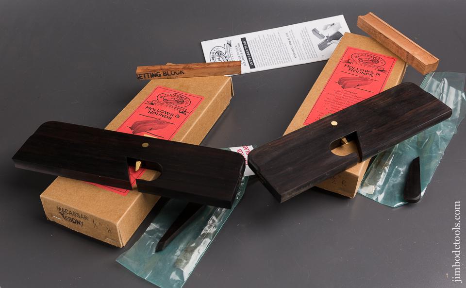 Pair of Half inch Ebony H.N.T. GORDON & CO. Hollow & Round Moulding Planes MINT in Original Boxes - 86221