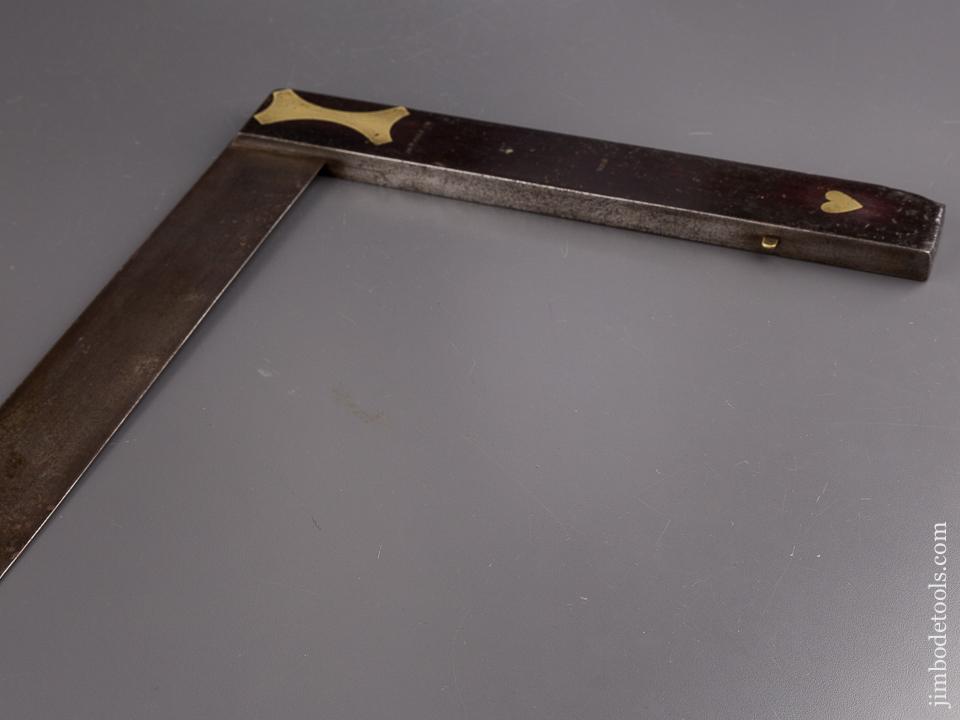 Lovely and Early! 20 inch Ebony Try Square with Brass Heart Inlay - 86281U