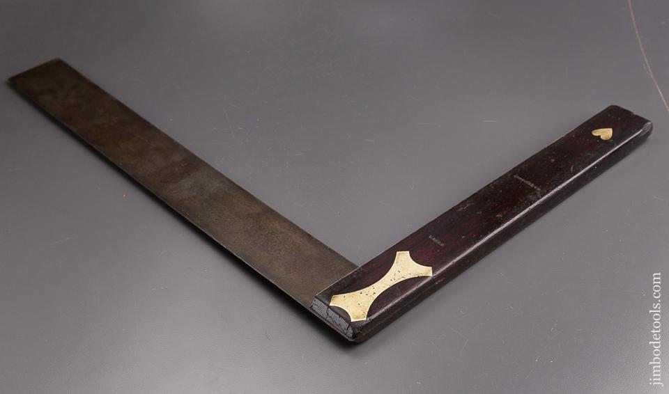 Lovely and Early! 20 inch Ebony Try Square with Brass Heart Inlay - 86281U