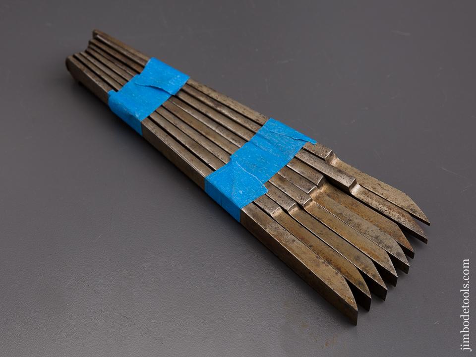 Set of Eight JOHN MOSELEY & SON LONDON Numbered 1-8 Graduated Plow Plough Plane Irons - 86387