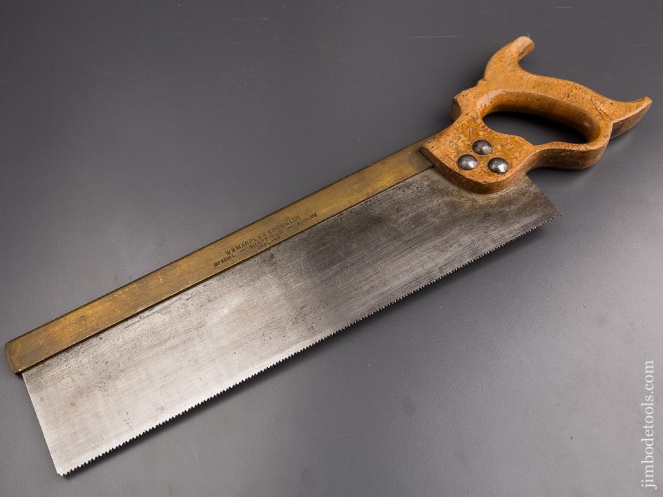 13 point 14 inch Rip Wm MARPLES & SONS SHEFFIELD Brass Back Saw - 86573