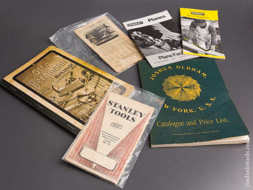 Six Books:  HOW TO USE THE STANLEY STEEL SQUARE, STANLEY Catalogue No. 34, STANLEY Catalog, PLANE FACTS by STANLEY, JOSHUA OLDHAM Catalogue, and OTTO BERGMANN WERKZEUGE - 86591