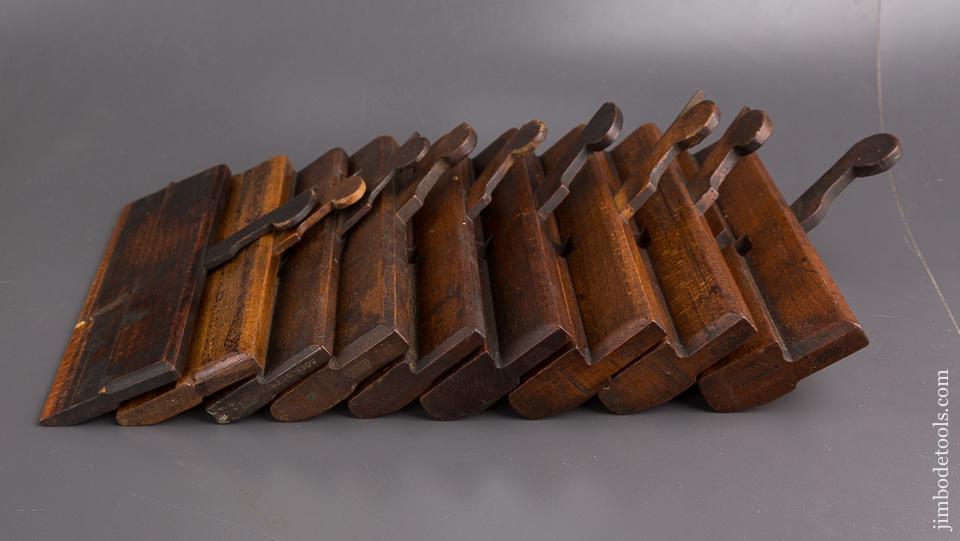 Set of Nine Good User 18th Century Hollow & Round Moulding Planes by IOHN GREEN circa 1768-1808 YORK England - 86652