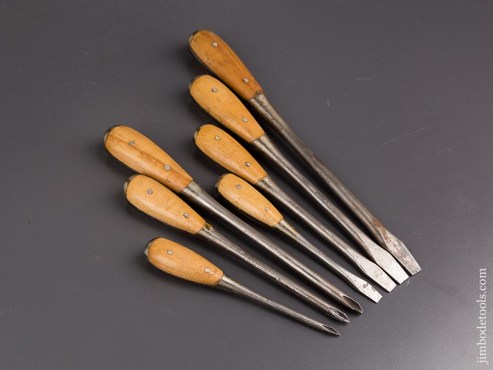 MINT Set of Seven PERFECT HANDLE Screwdrivers - 86676