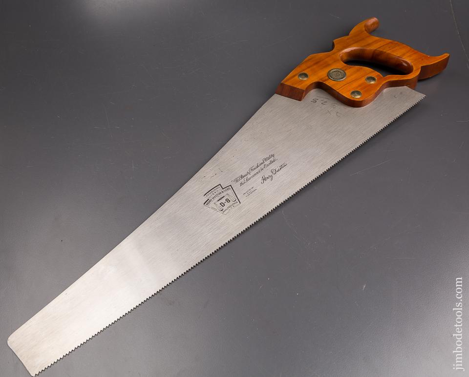 DEAD NUTS MINT! 10 point 20 inch Crosscut DISSTON D8 Hand Saw - 86752U