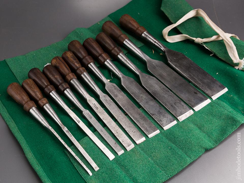 Stunning Set of Eleven CHARLES BUCK Socket Firmer Chisels with Macassar Ebony Handles - 86801