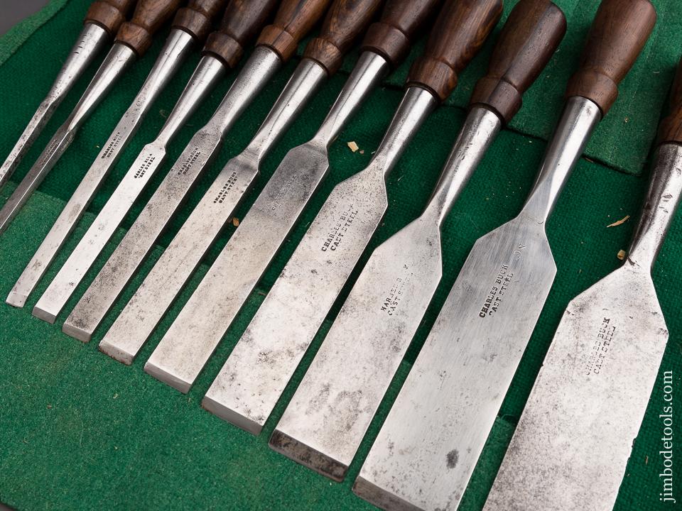 Stunning Set of Eleven CHARLES BUCK Socket Firmer Chisels with Macassar Ebony Handles - 86801