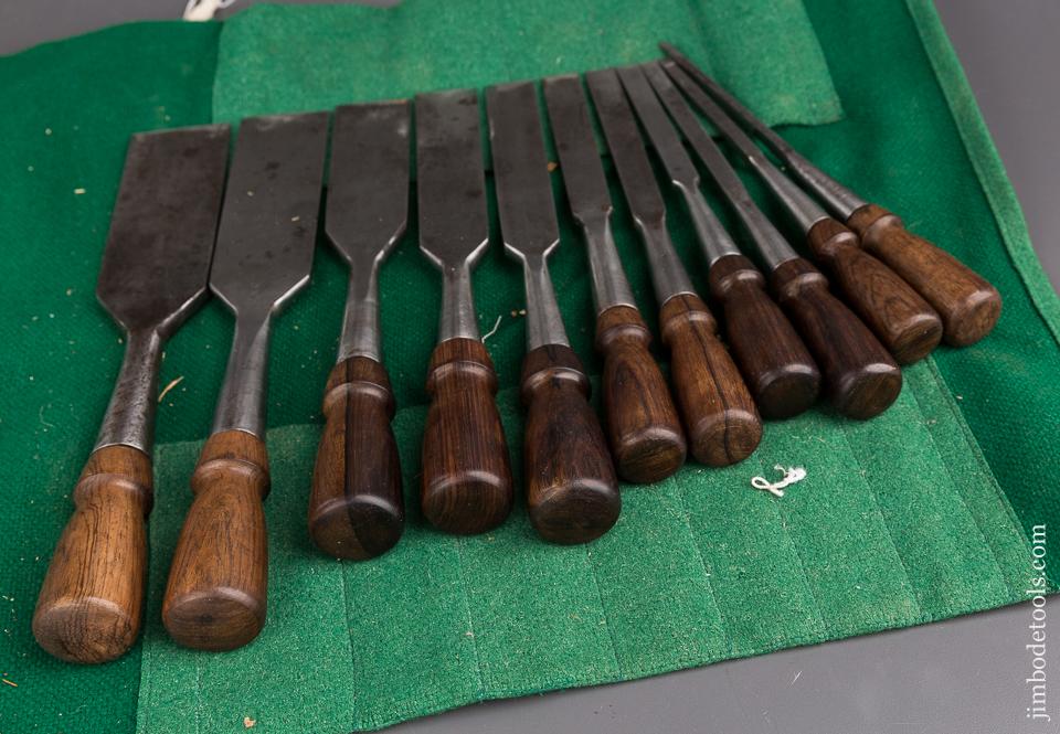 Stunning Set of Eleven CHARLES BUCK Socket Firmer Chisels with Macassar Ebony Handles - 86801