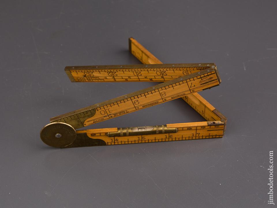 Mint! LUFKIN No. 873L Boxwood & Brass Combination Folding Rule, Level, Protractor - 86802