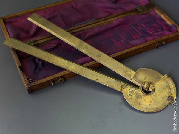 Stunning BECK's Patent Protractor NEAR MINT in Original Dovetailed Case - 86805