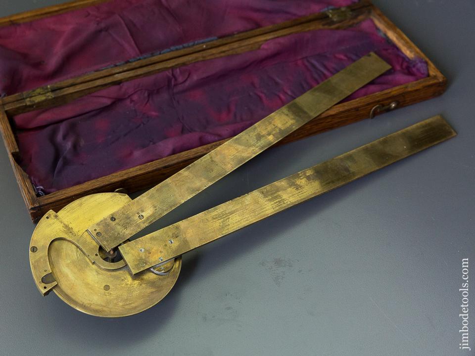 Stunning BECK's Patent Protractor NEAR MINT in Original Dovetailed Case - 86805