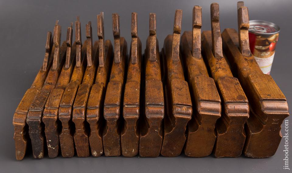 Fantastic Graduated Set of Thirteen Hollows & Rounds Molding Planes by HEINRICH WOLSING circa 1836 Dutch - 86810