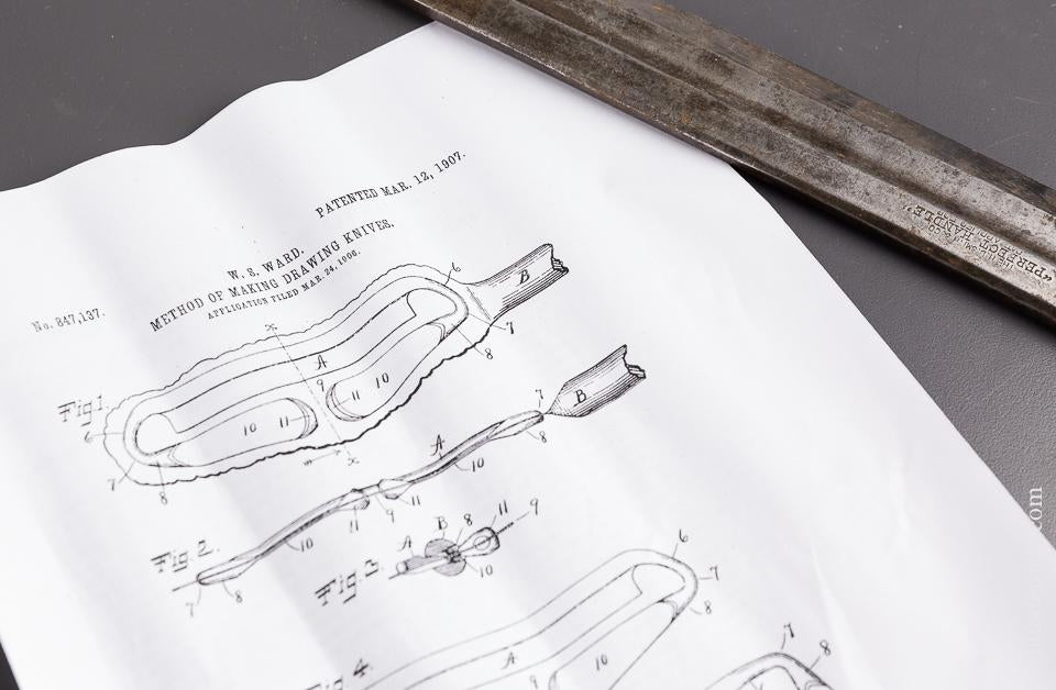 Extra Fine Ten inch WARD Patent March 12, 1907 H.D. SMITH & CO. "Perfect Handle"� Draw Knife - 86850