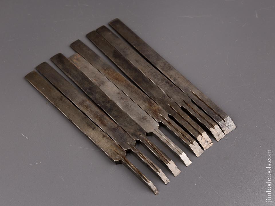 RARE American Graduated Set of Eight Plow Plane Irons by PROVIDENCE TOOL CO - 86863
