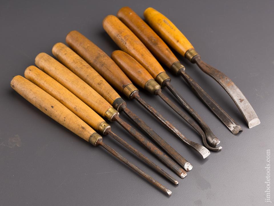 Nine ADDIS Carving Chisels with Boxwood Handles - 86880