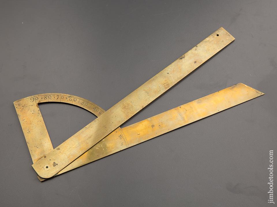 Early Hand Stamped Ten inch Brass Protractor - 86886