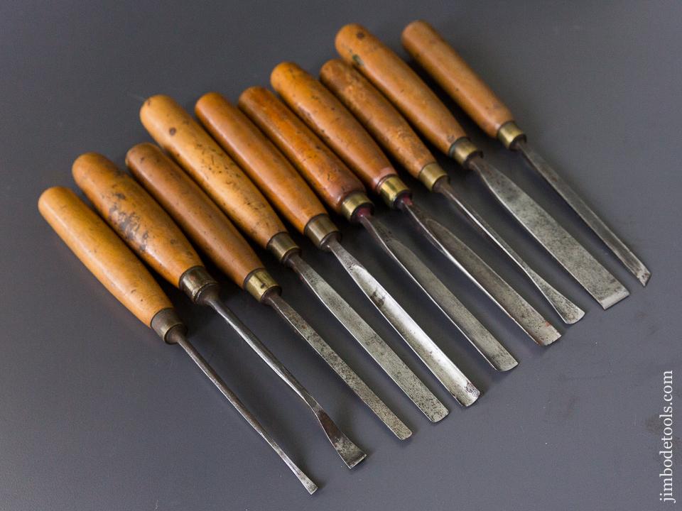 Set of Ten ADDIS Boxwood Handled Carving Chisels - 86897