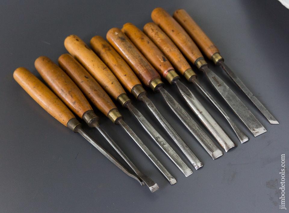 Set of Ten ADDIS Boxwood Handled Carving Chisels - 86897