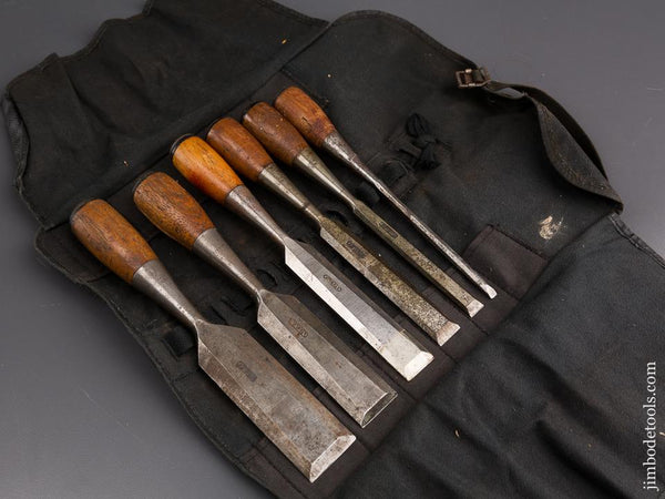 Rare! STANLEY No. 110 EVERLASTING Chisel Set of Six No. 40 Chisels in Roll - 86911