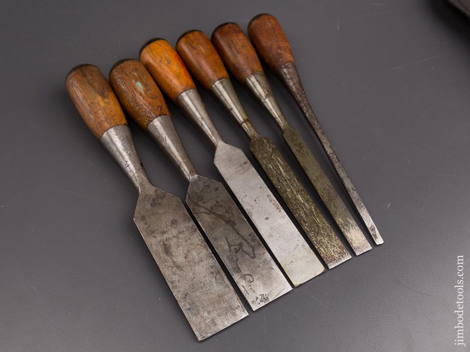 Rare! STANLEY No. 110 EVERLASTING Chisel Set of Six No. 40 Chisels in Roll - 86911