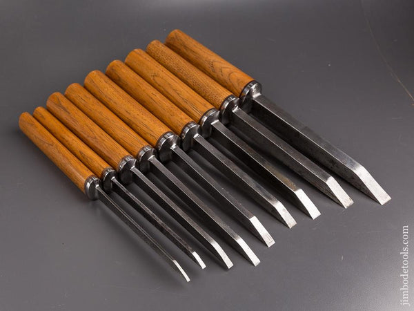 Magnificent! Set of Nine SORBY Pig Sticker Mortise Chisels - 86930