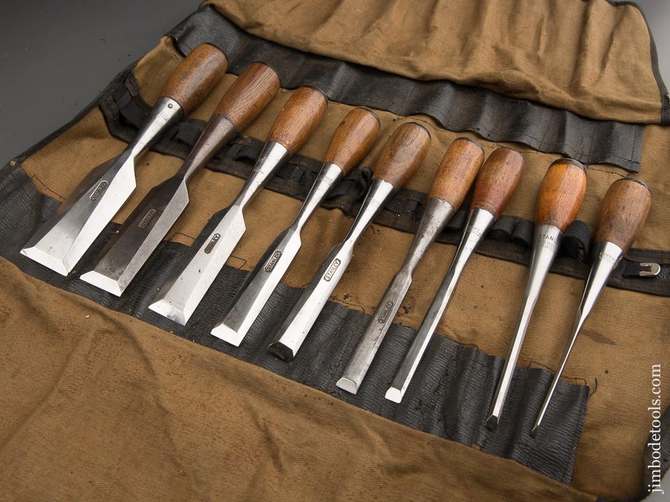 Great Set! STANLEY No. 210 Set of Nine No. 50 EVERLASTING Chisels in Roll - 86941