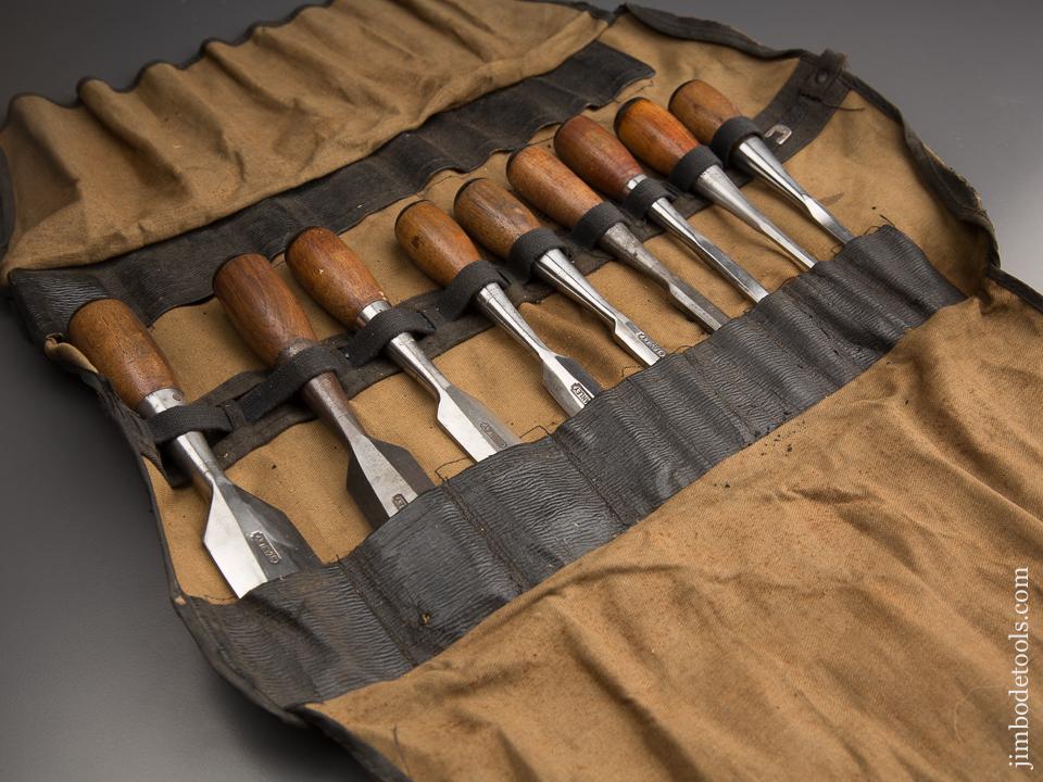 Great Set! STANLEY No. 210 Set of Nine No. 50 EVERLASTING Chisels in Roll - 86941