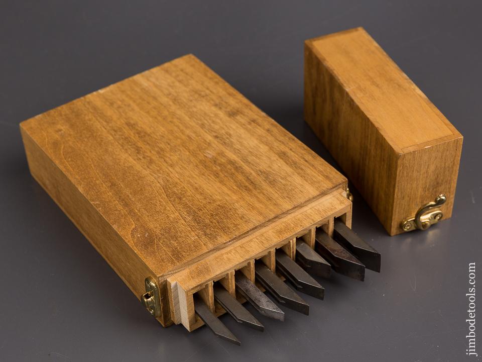 Set of Eight Graduated Plow Plane Irons by SANDUSKY TOOL CO in Custom Box - 86950