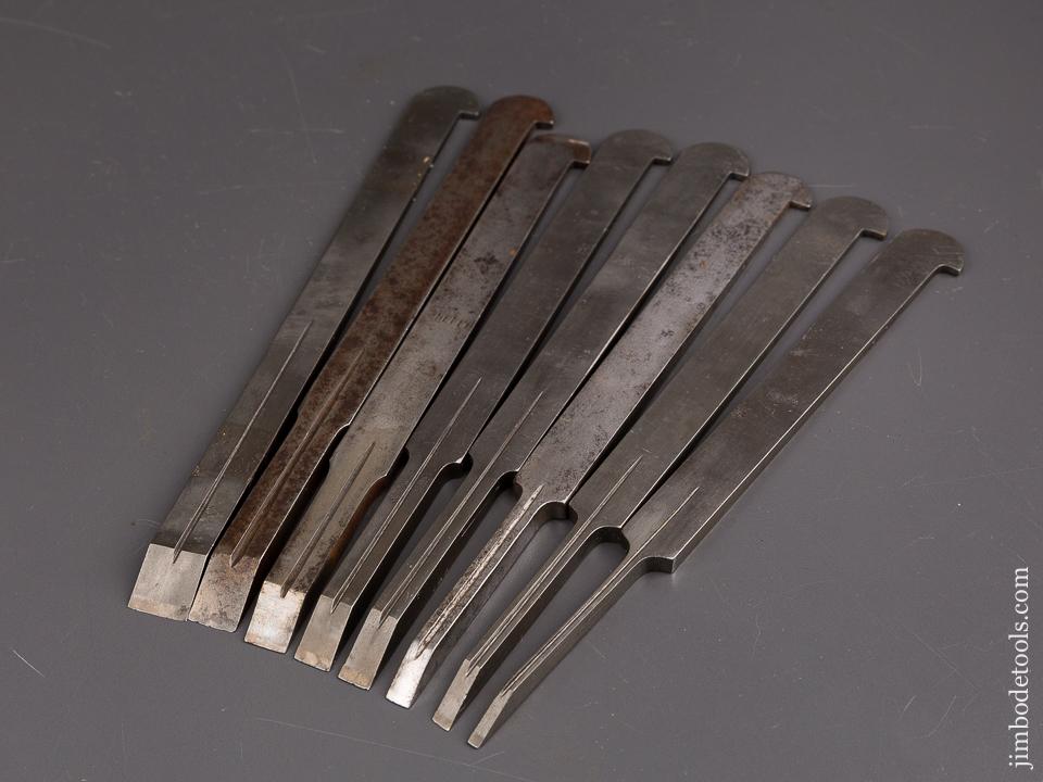 Set of Eight Graduated Plow Plane Irons by SANDUSKY TOOL CO in Custom Box - 86950
