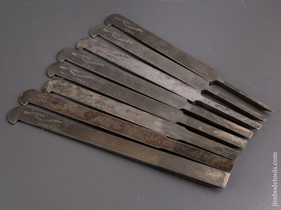 Set of Eight Graduated Plow Plane Irons by SANDUSKY TOOL CO in Custom Box - 86950