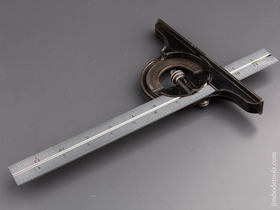 STARRETT Protractor Head on Twelve inch STARRETT No. 4R GRAD Scale - 87031